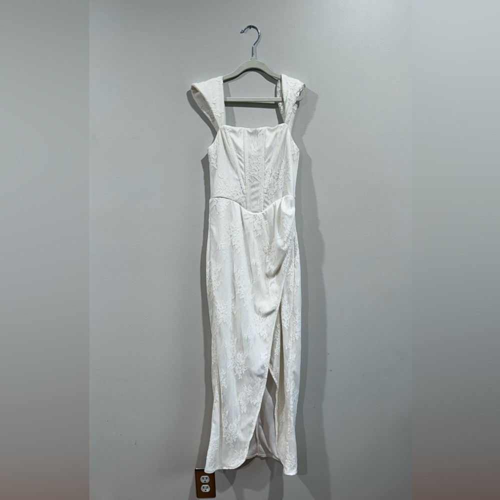 LULUS White Corset Lace Off Shoulder Dress